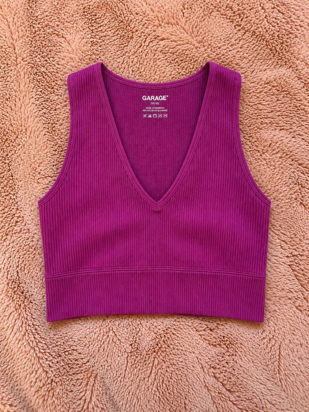 Garage Ribbed Cropped Plunge Tank Top Set